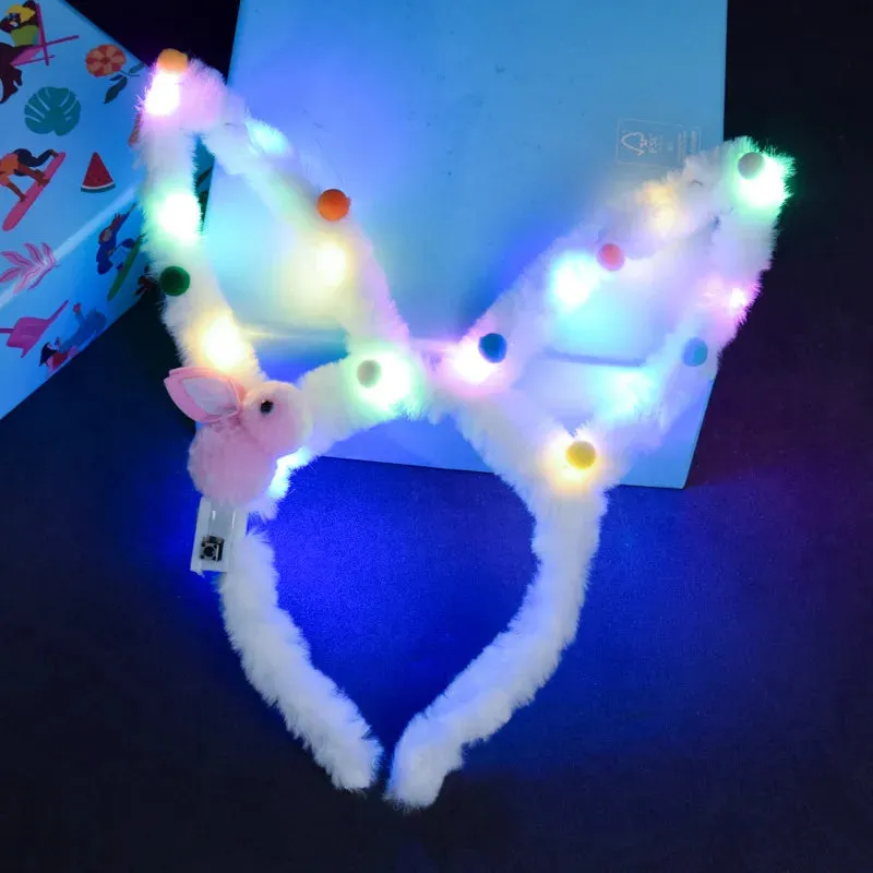 Light-Up Rabbit Headband with Multi-Mode Flash – Perfect Party Accessory