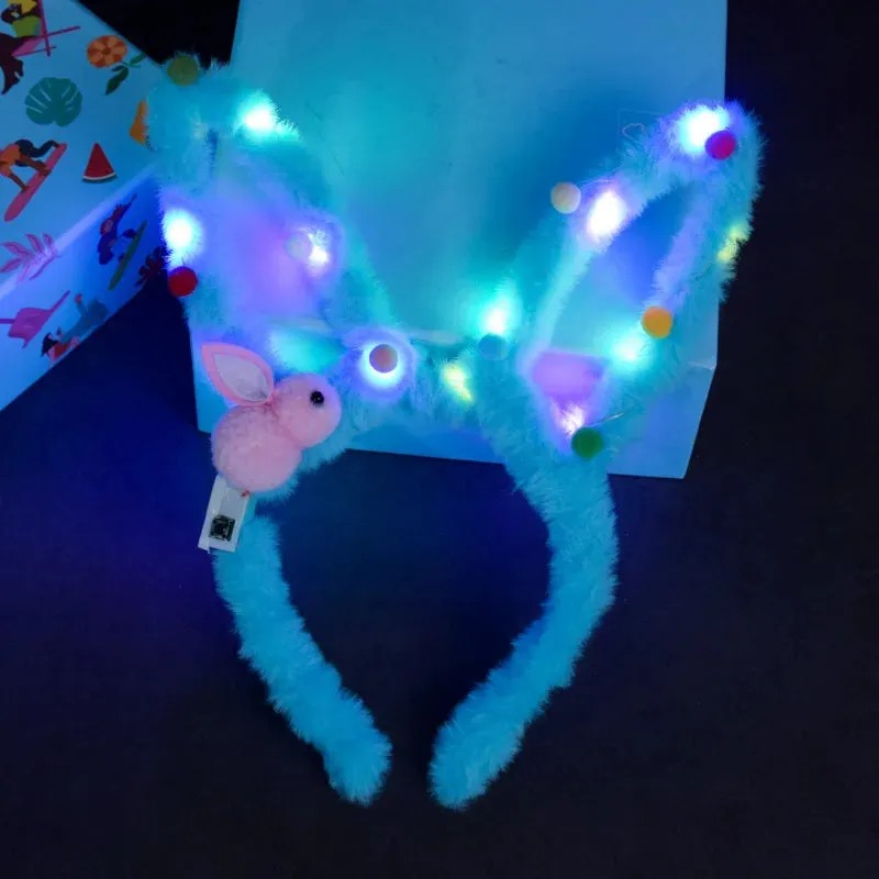Light-Up Rabbit Headband with Multi-Mode Flash – Perfect Party Accessory