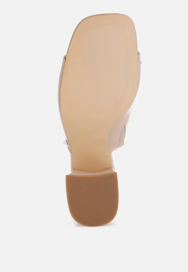 Lomela Stud Embellished Block Heel Slip Ons