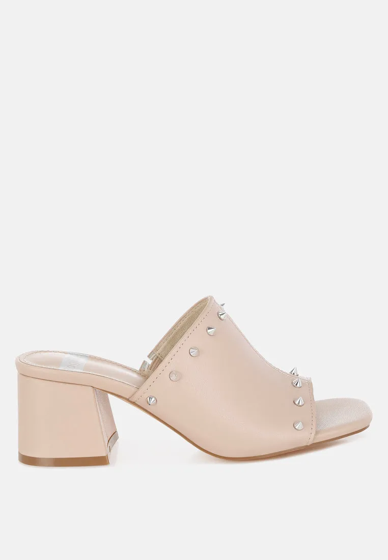 Lomela Stud Embellished Block Heel Slip Ons