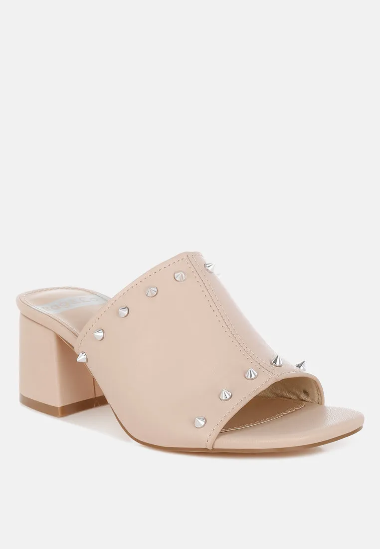 Lomela Stud Embellished Block Heel Slip Ons