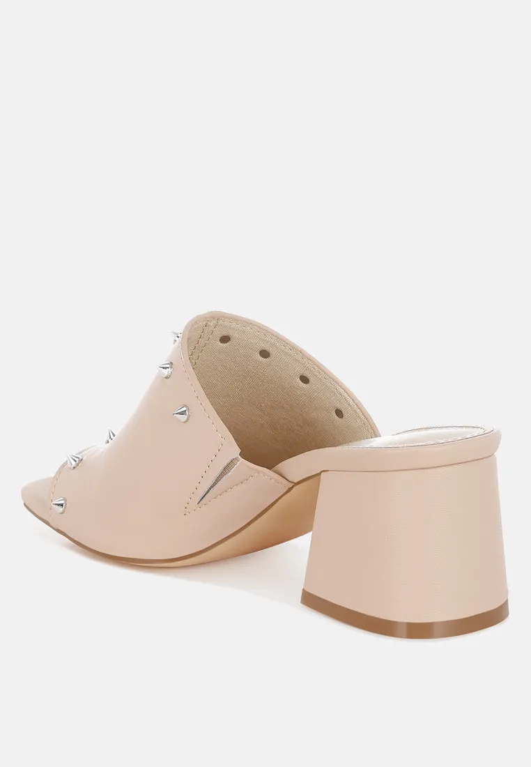 Lomela Stud Embellished Block Heel Slip Ons