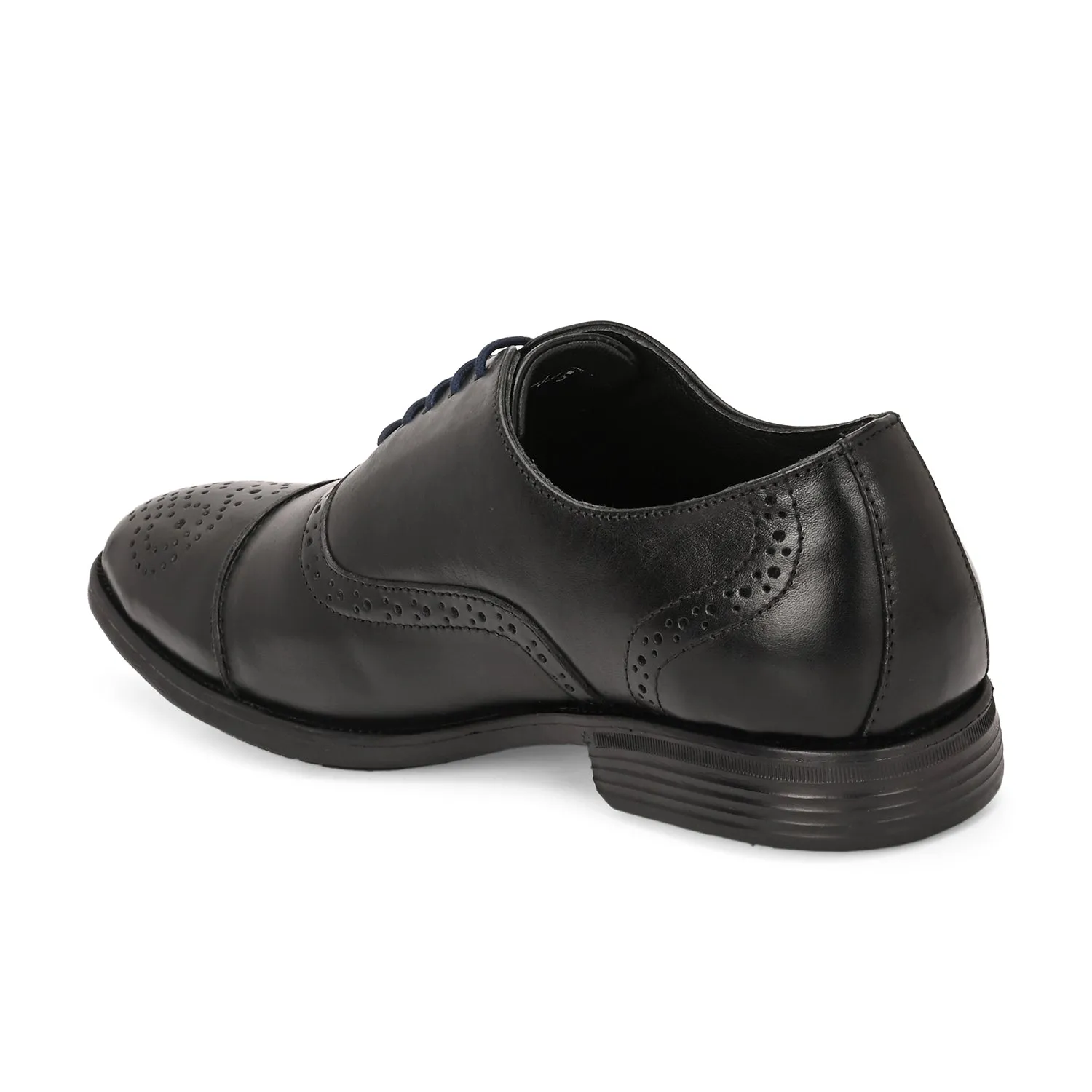 Men Premium Leather Black Lace-Up Formal Derby Shoes (Exicom-65)