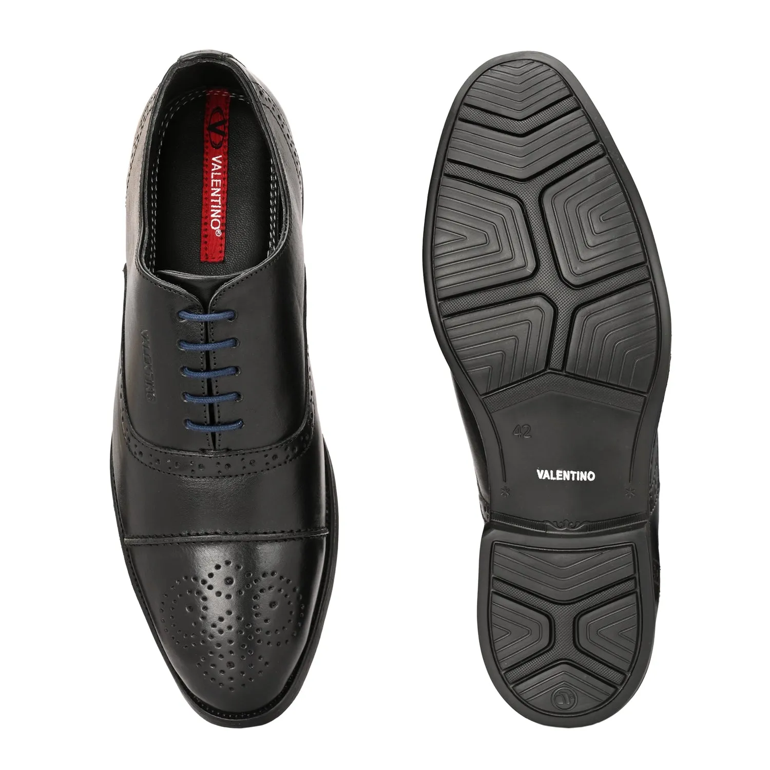 Men Premium Leather Black Lace-Up Formal Derby Shoes (Exicom-65)