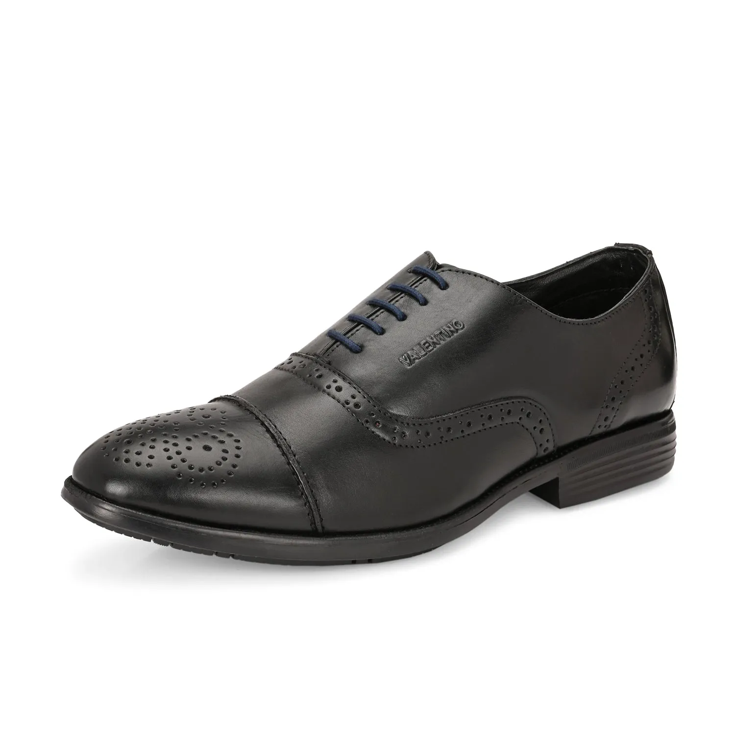 Men Premium Leather Black Lace-Up Formal Derby Shoes (Exicom-65)