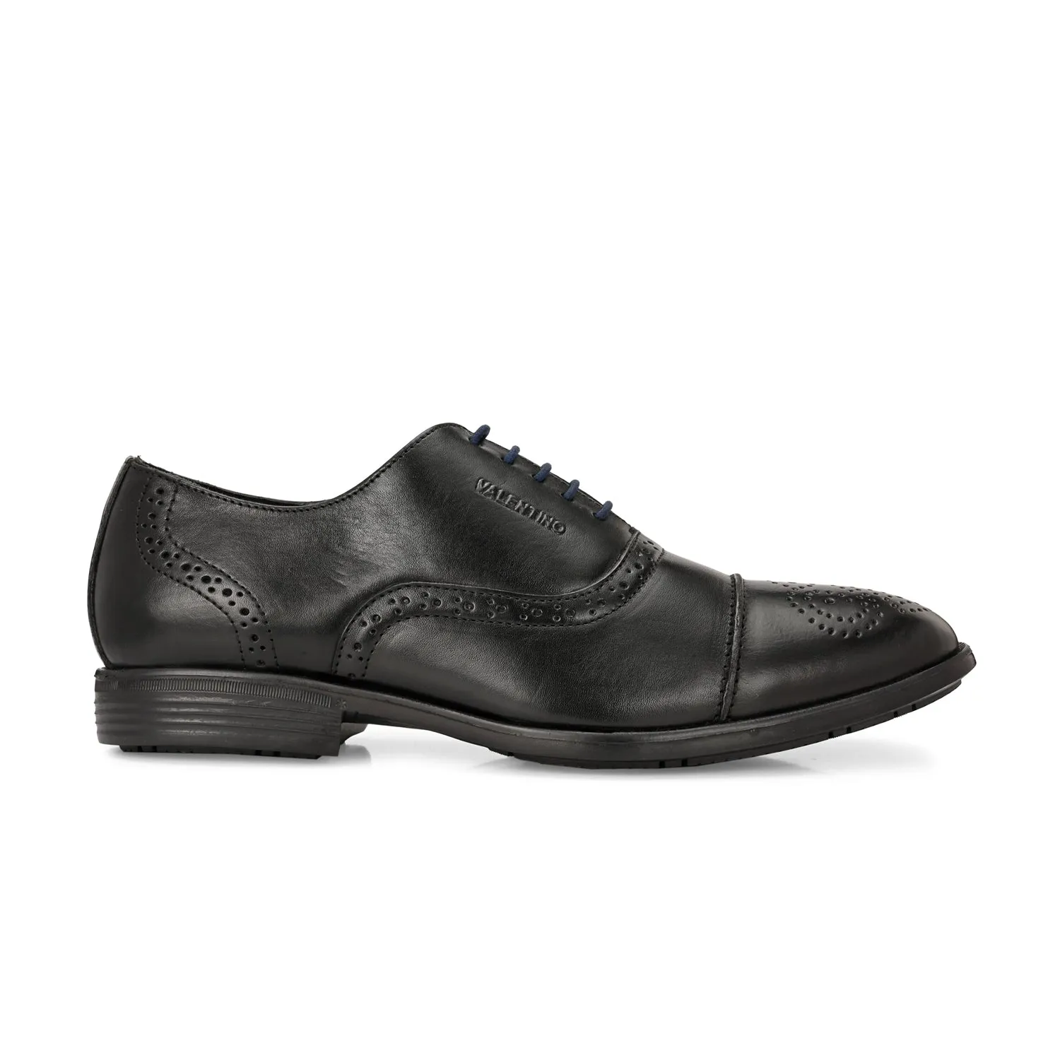 Men Premium Leather Black Lace-Up Formal Derby Shoes (Exicom-65)