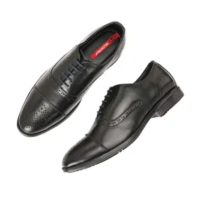 Men Premium Leather Black Lace-Up Formal Derby Shoes (Exicom-65)