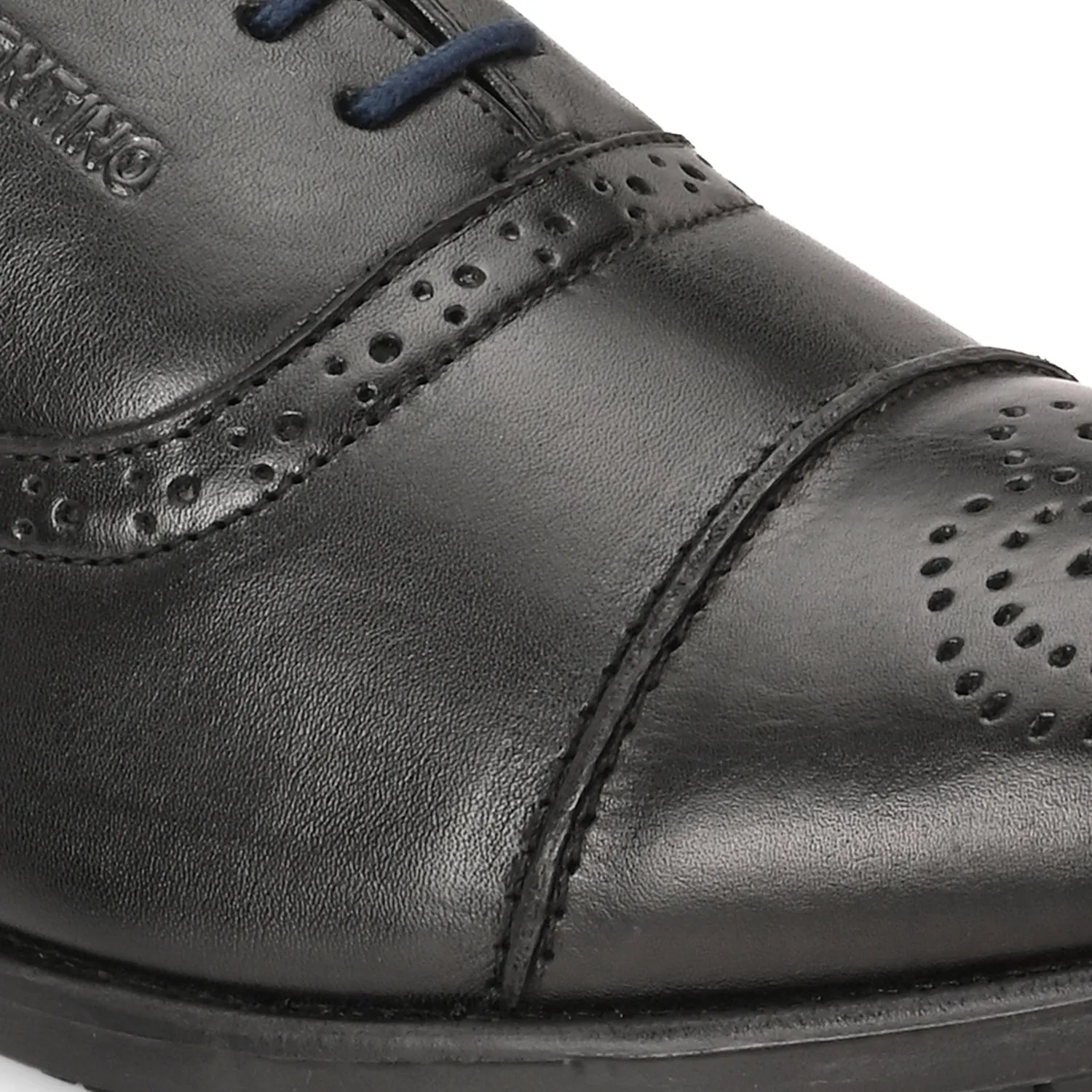 Men Premium Leather Black Lace-Up Formal Derby Shoes (Exicom-65)