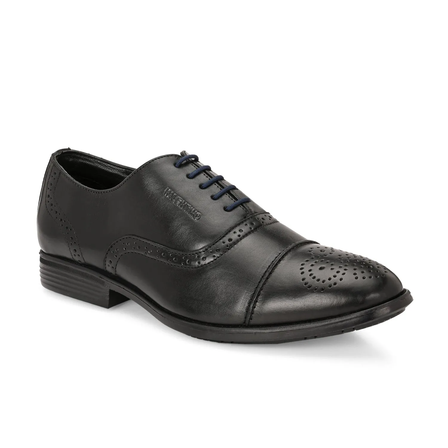 Men Premium Leather Black Lace-Up Formal Derby Shoes (Exicom-65)