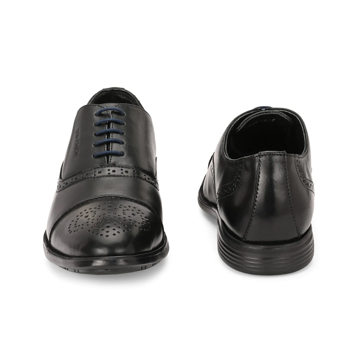 Men Premium Leather Black Lace-Up Formal Derby Shoes (Exicom-65)