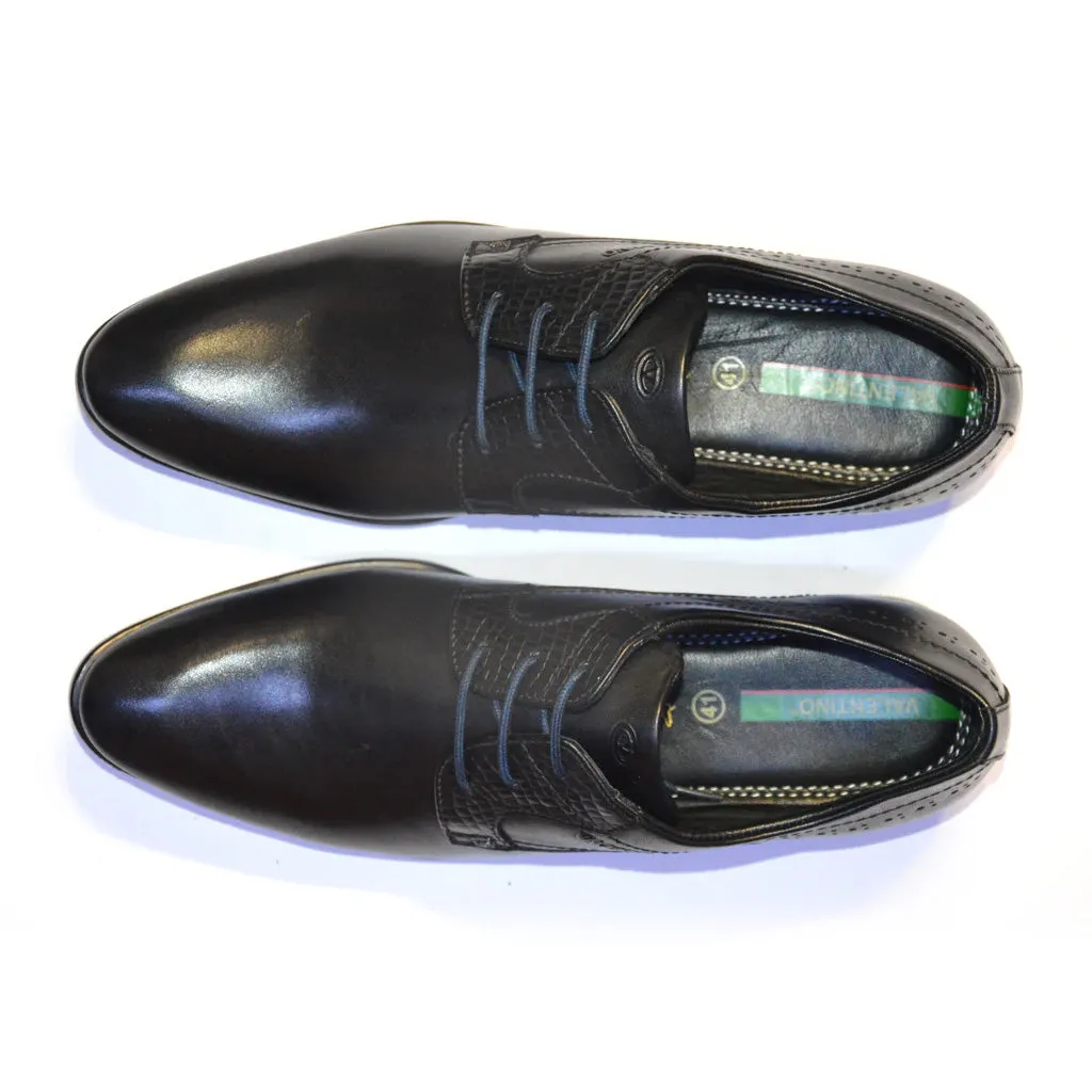 Men Premium Leather Black Lace-Up Formal Derby Shoes (Ramky-73A)