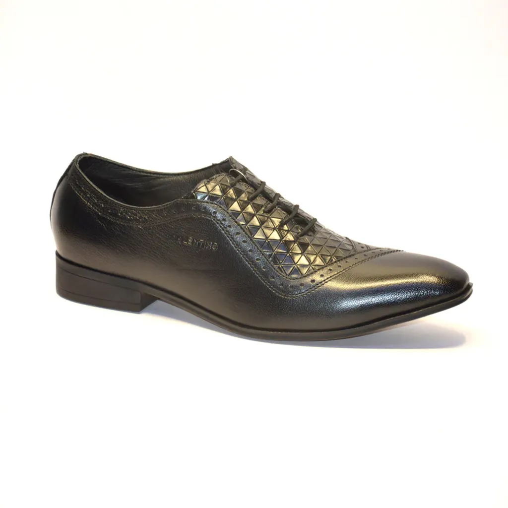 Men Premium Leather Black Lace-Up Formal Derby Shoes (V-Paris-60)