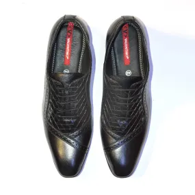 Men Premium Leather Black Lace-Up Formal Derby Shoes (V-Paris-60)