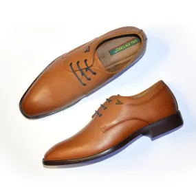 Men Premium Leather Tan Lace-Up Formal Derby Shoes (Giness-52)