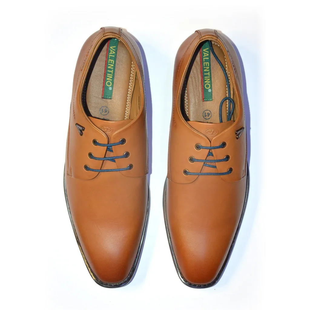 Men Premium Leather Tan Lace-Up Formal Derby Shoes (Giness-52)
