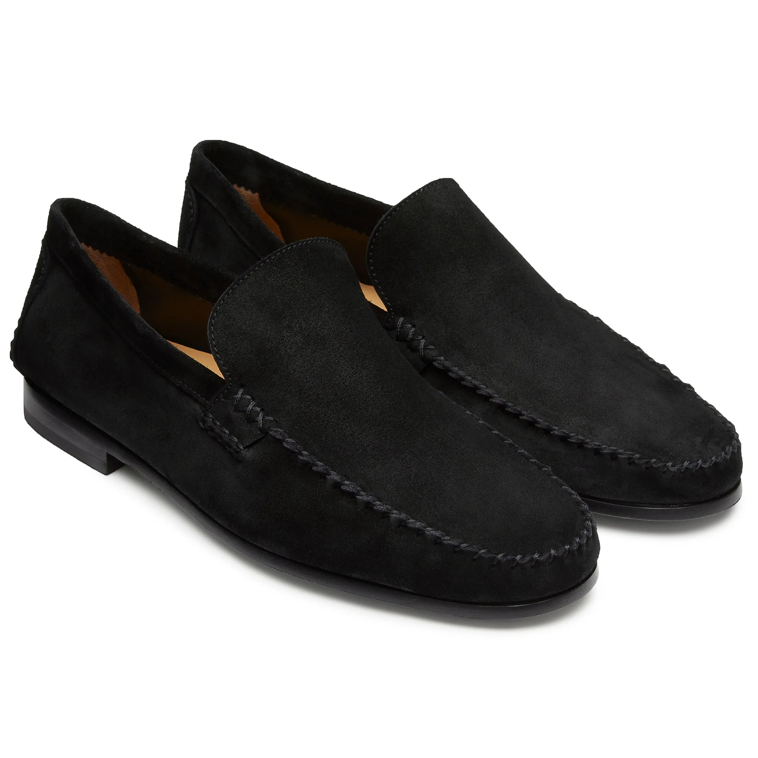 Men´s black suede slip on moccasins