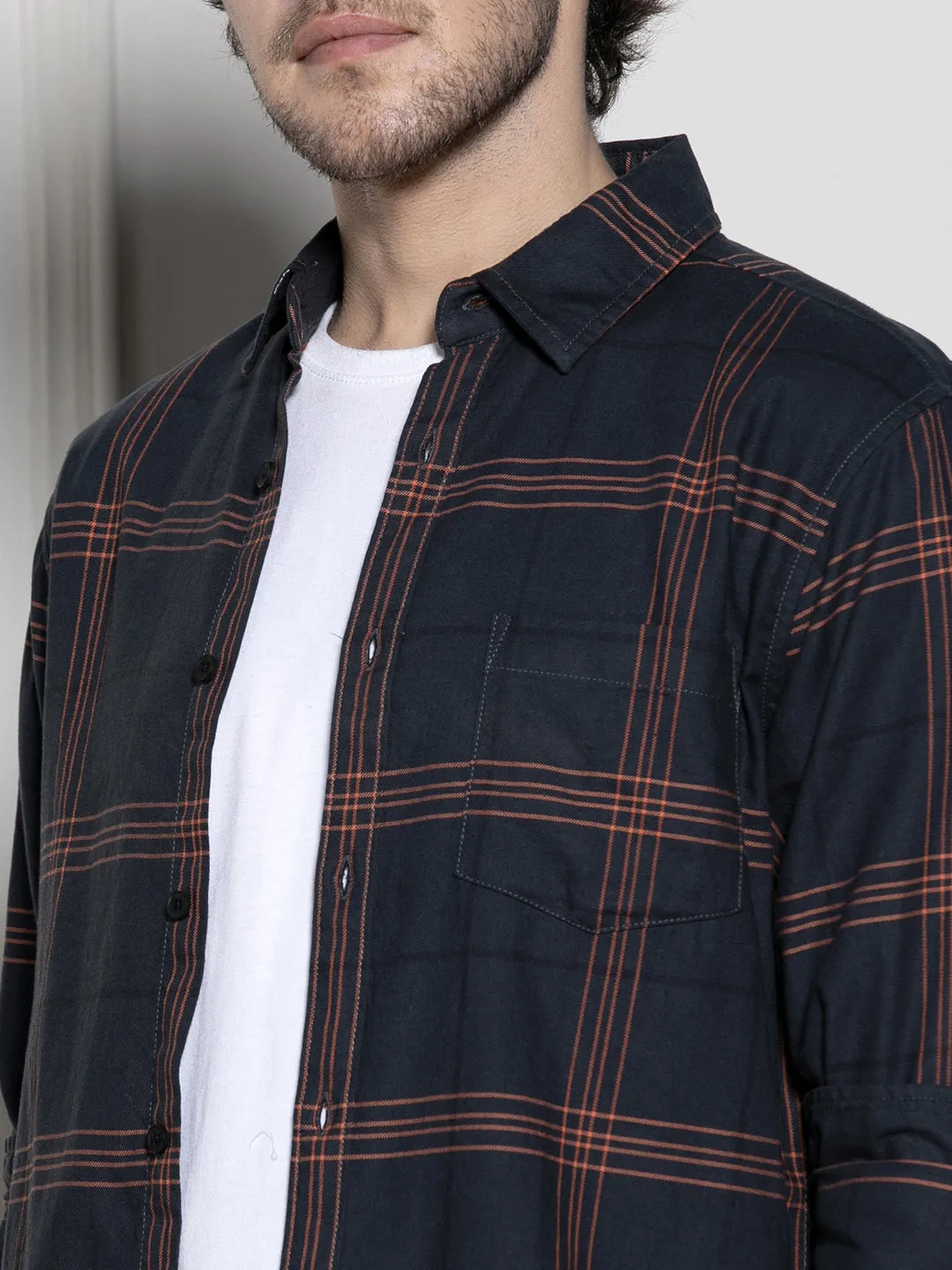 Men's Green Tartan Checks Casual Cotton Shirt