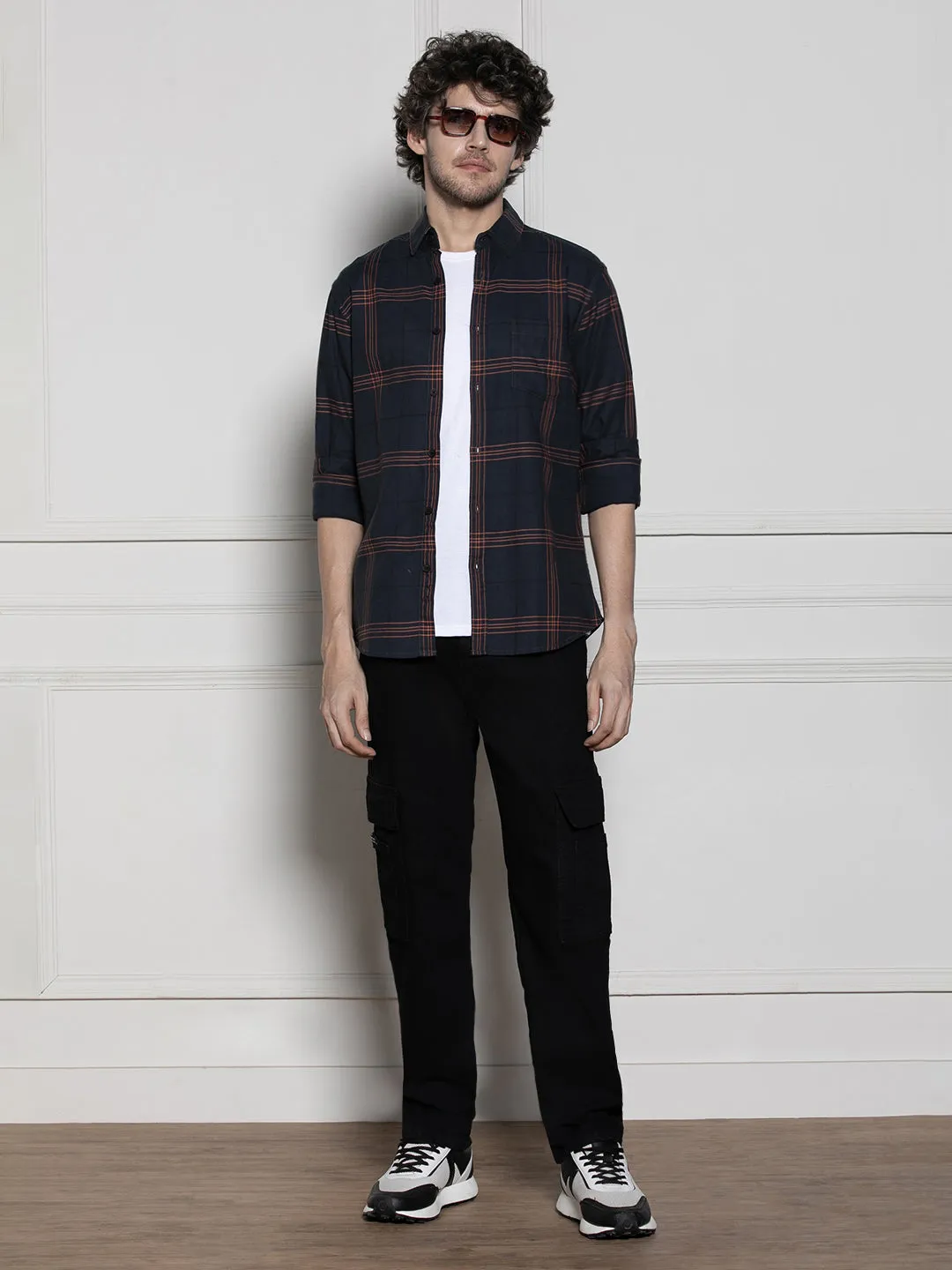 Men's Green Tartan Checks Casual Cotton Shirt