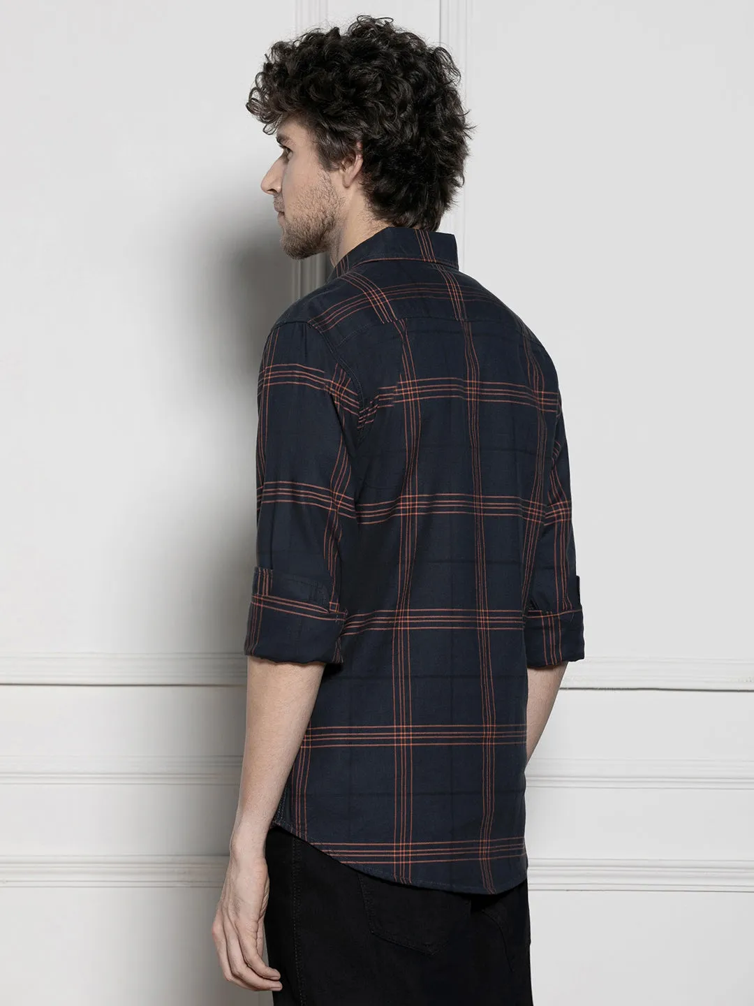 Men's Green Tartan Checks Casual Cotton Shirt
