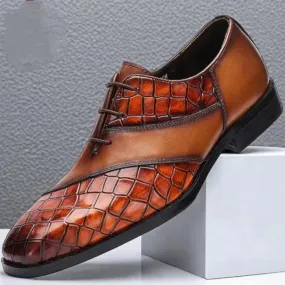 Men's Mixed Leather Oxfords Lace Up Formal Shoes