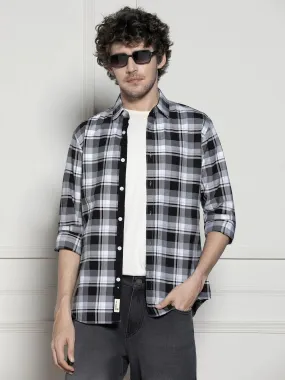 Men's Tartan Checks Black Casual Cotton Shirt