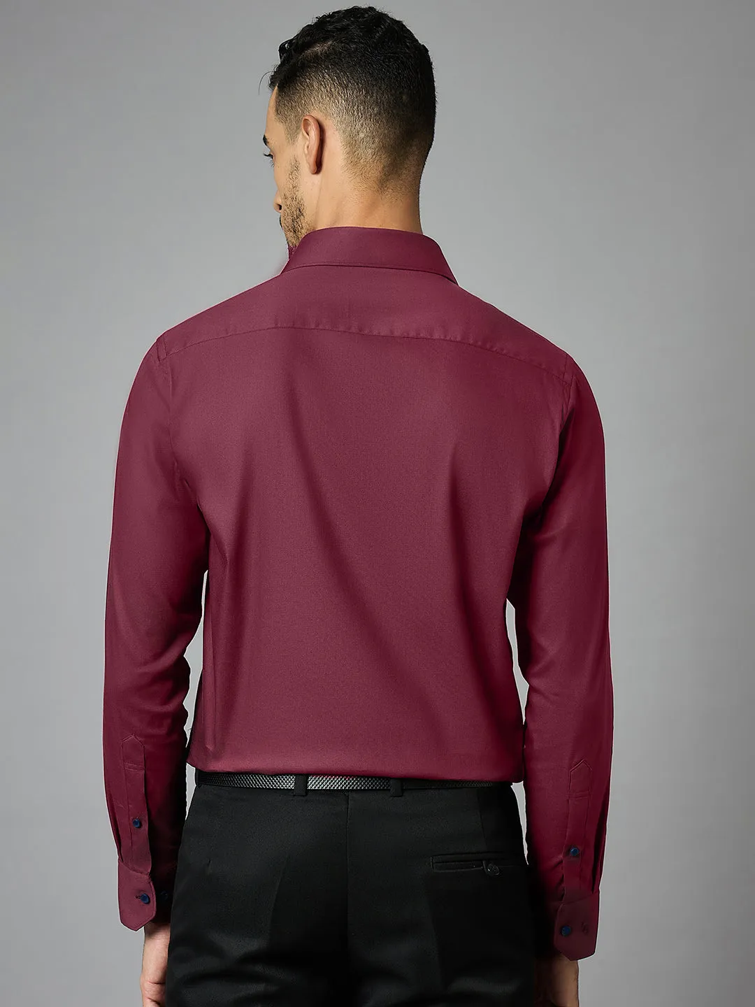 Men's Textured Red Full Sleeves Regular Fit Formal Shirt