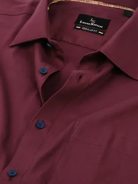 Men's Textured Red Full Sleeves Regular Fit Formal Shirt