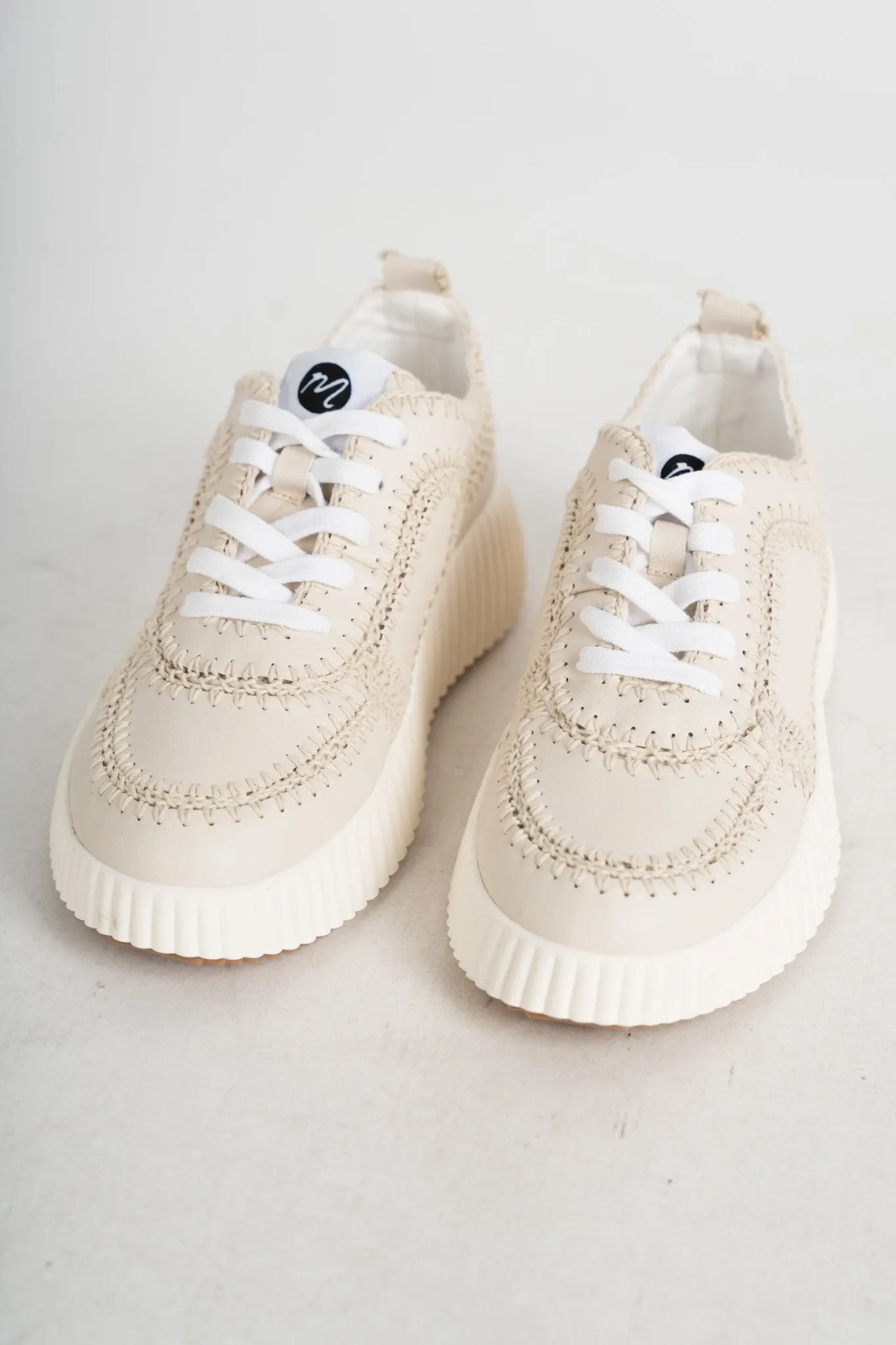 Nelson stitched sneakers natural
