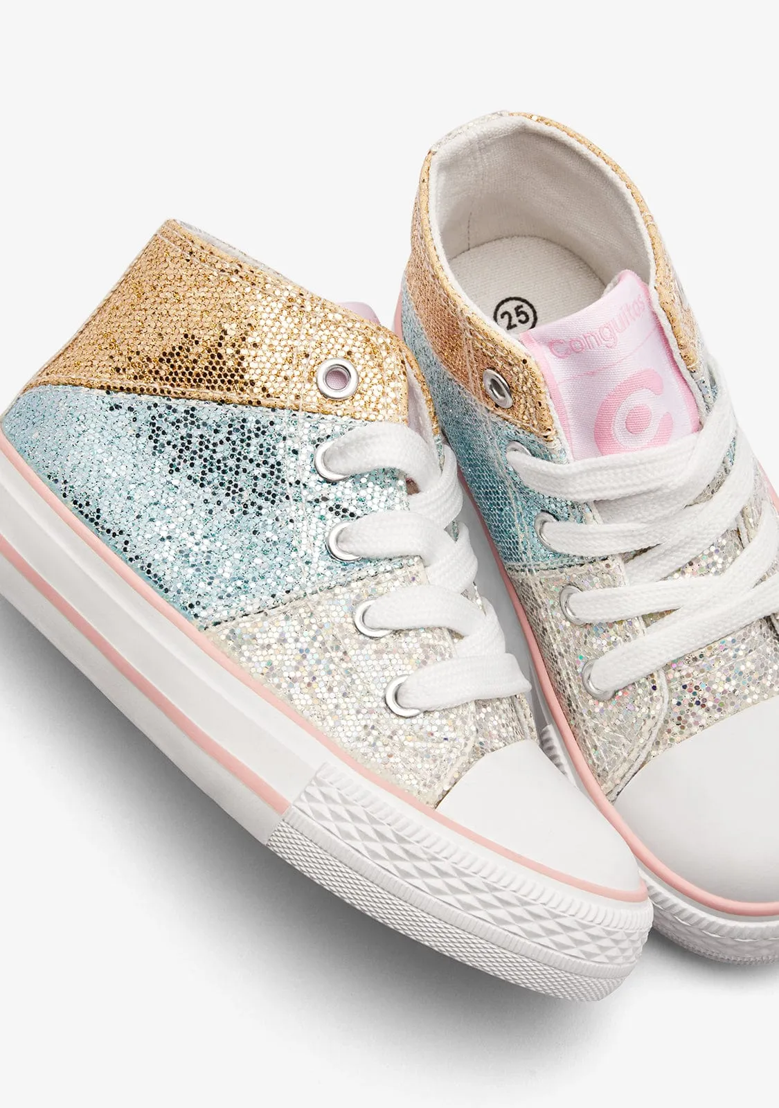 Patchwork Glitter High Sneakers