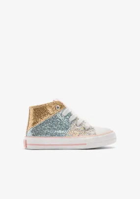 Patchwork Glitter High Sneakers