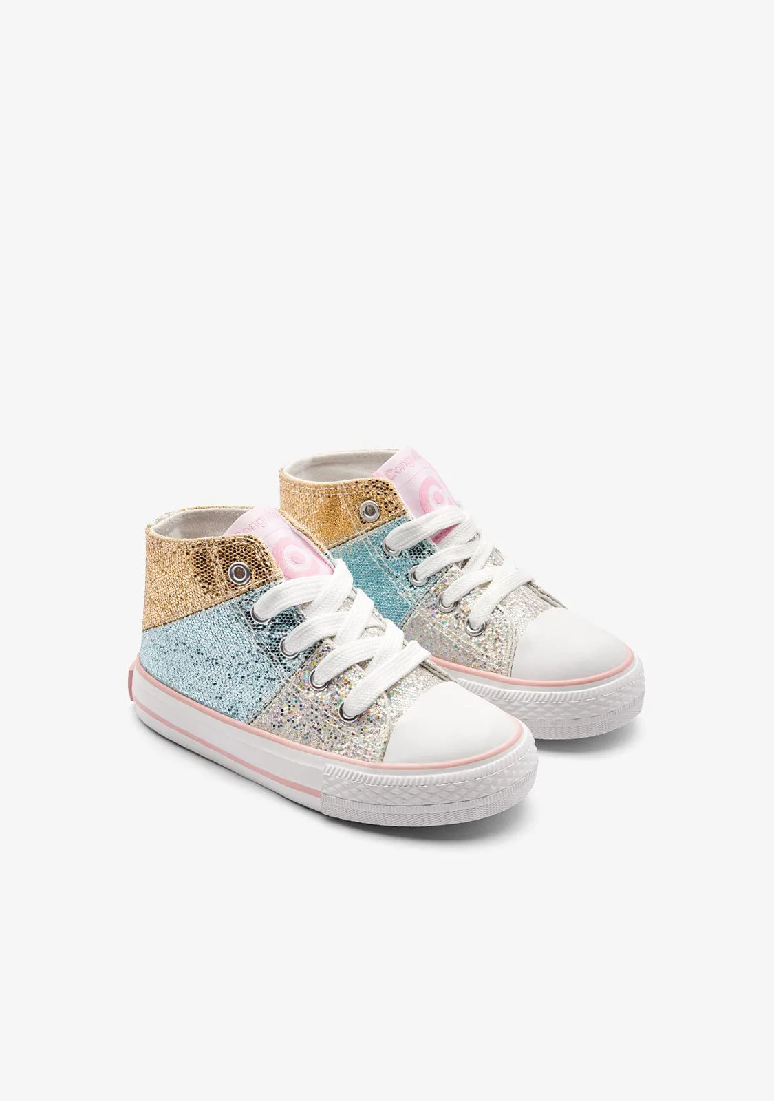 Patchwork Glitter High Sneakers