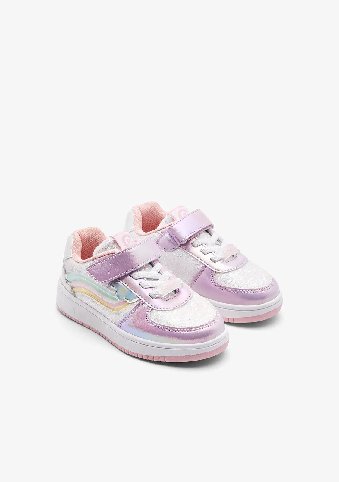 Pink Rainbow Sneakers with Lights