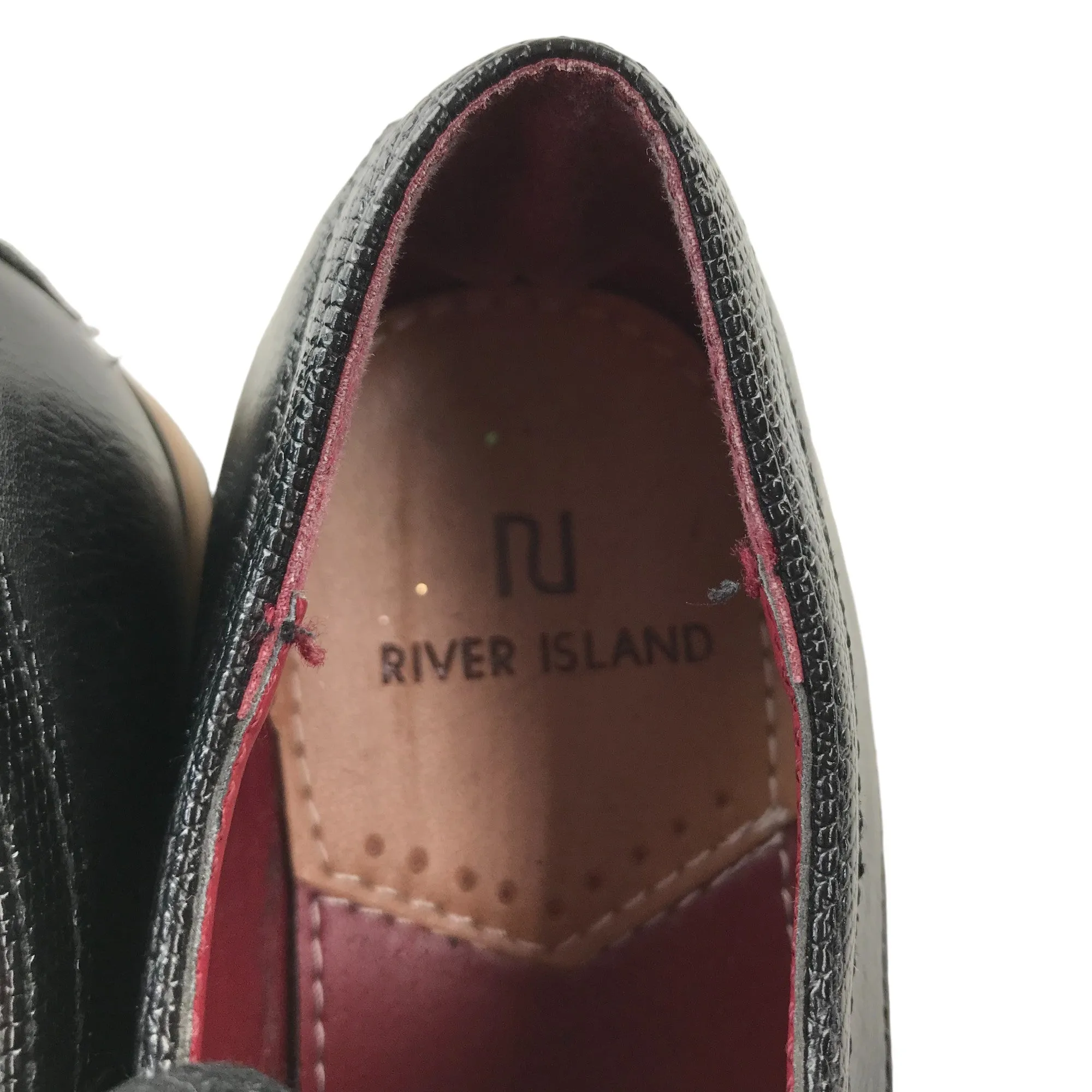 River Island Oxford Shoe Size 2 Black Leather Style with Laces