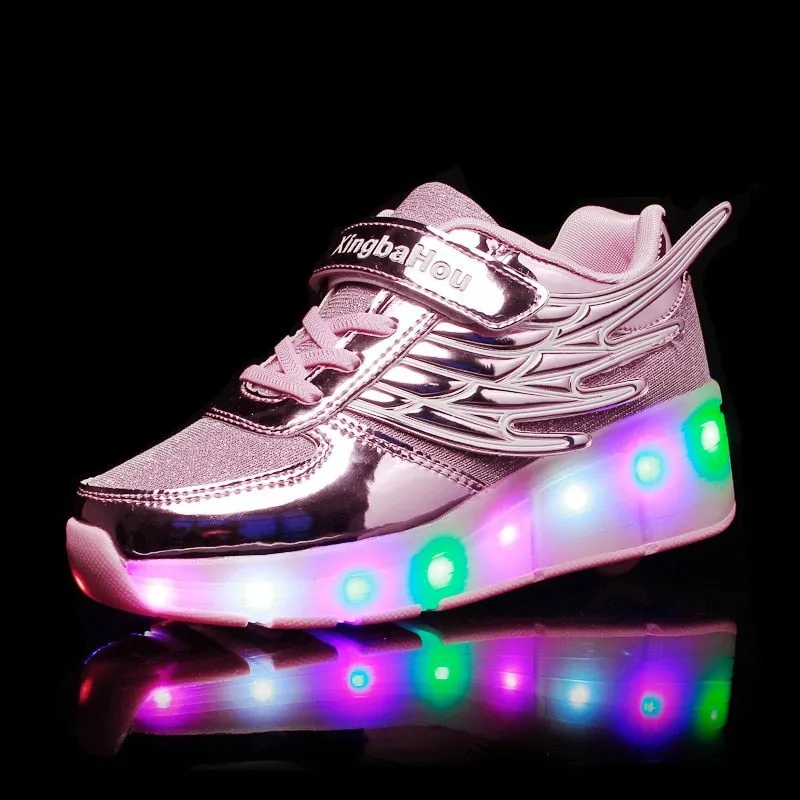 Roller Skate LED Light Shoes For Children Kids Sneakers With Wheels One wheels