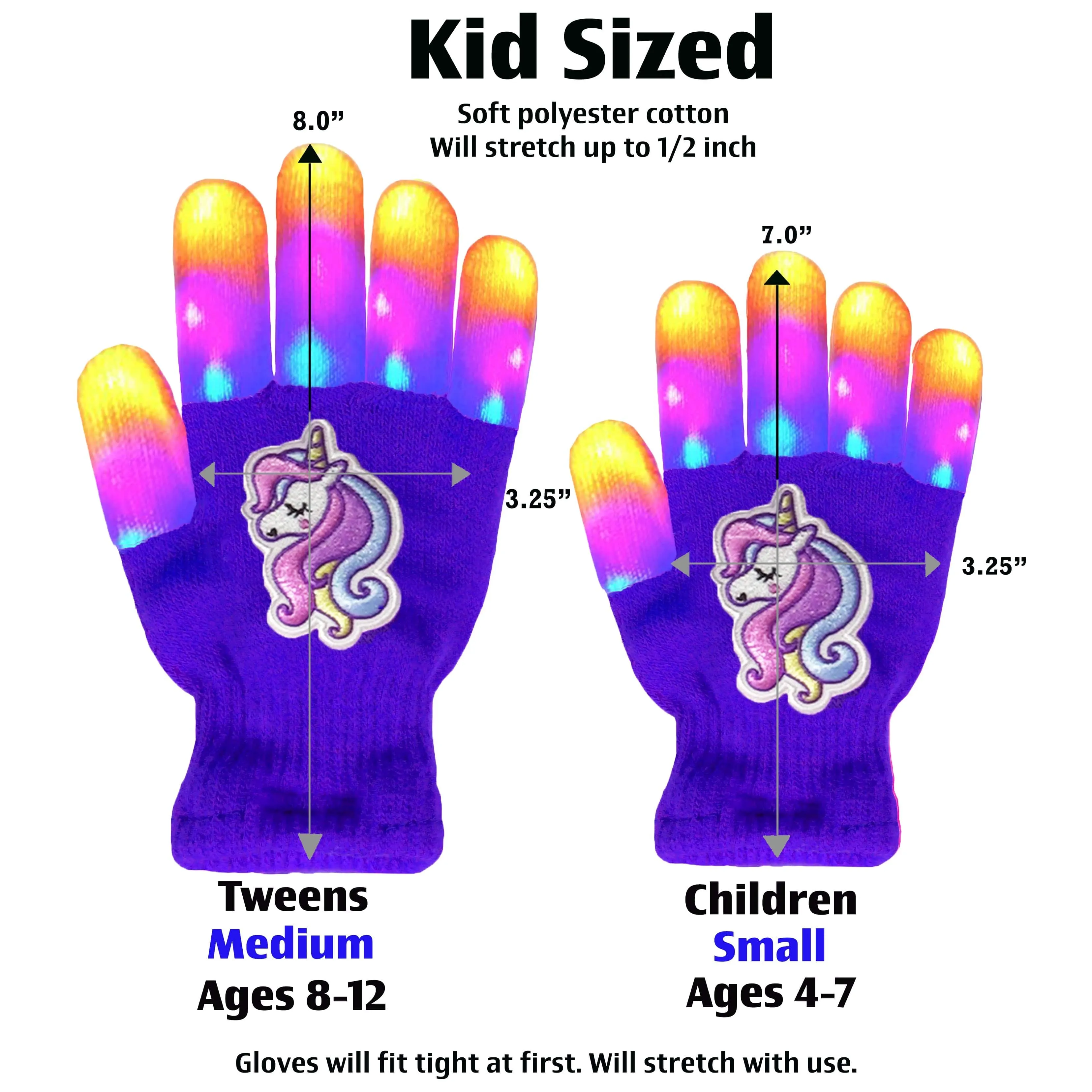 The Noodley Kids' Unicorn LED Light Up Gloves