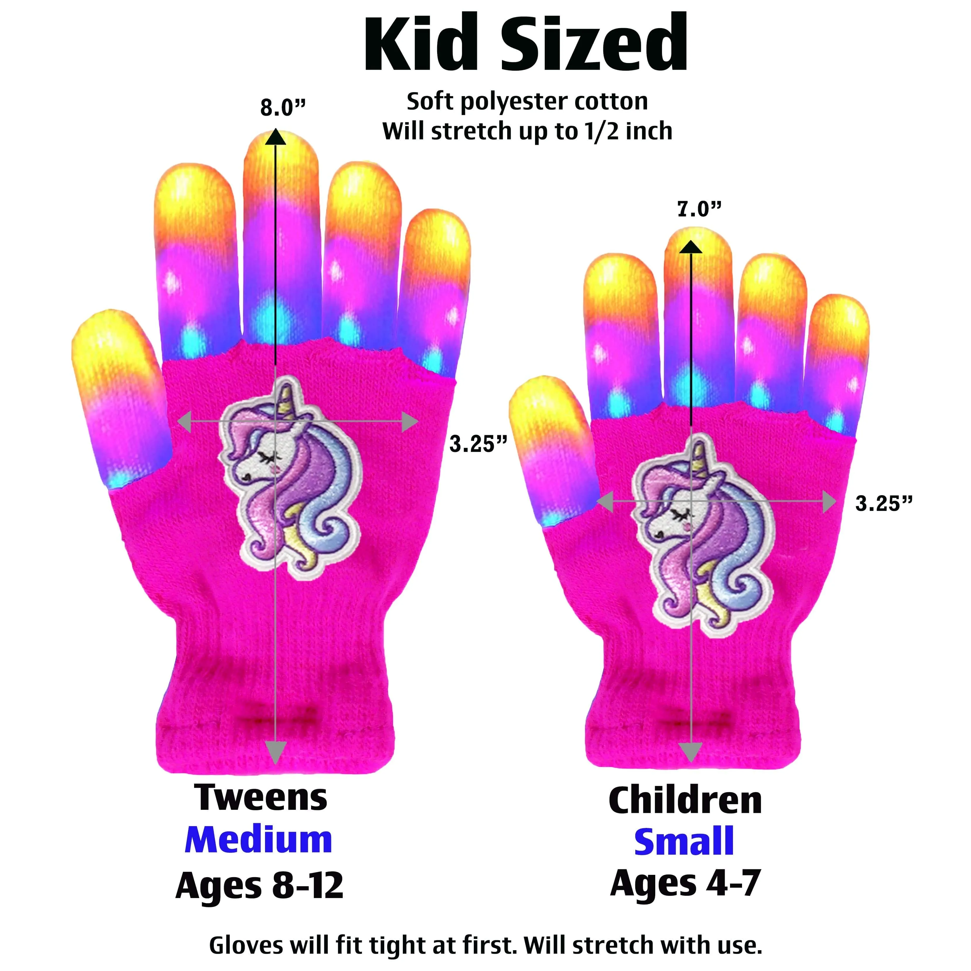 The Noodley Kids' Unicorn LED Light Up Gloves
