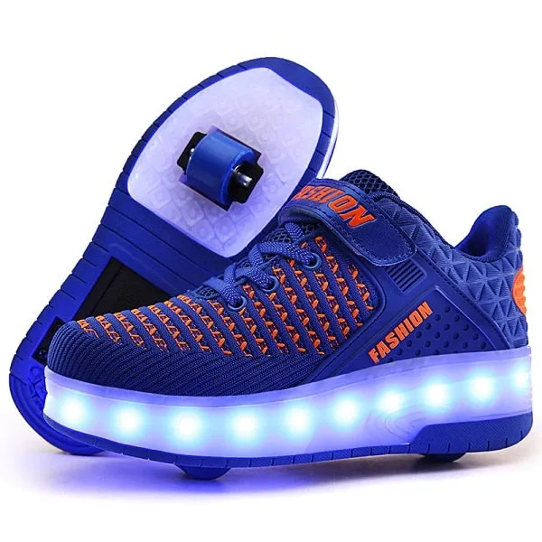 USB Charging Children Sneakers With 2 Wheels Girls Boys Led Shoes Kids Sneakers With Wheels Roller Skate Shoes
