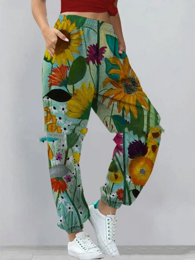 Women's New Casual Sports All-Match Printed Sweater Pants And Trousers