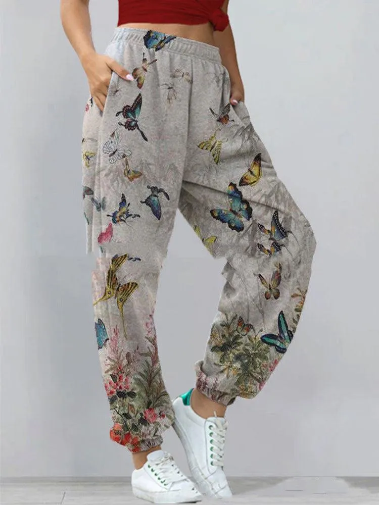 Women's New Casual Sports All-Match Printed Sweater Pants And Trousers