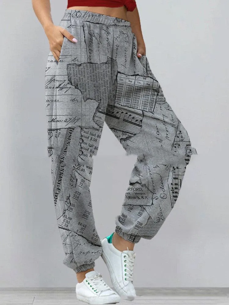 Women's New Casual Sports All-Match Printed Sweater Pants And Trousers